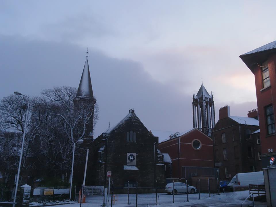 Moravian Church in Belfast in the snow a few years back at Christmas