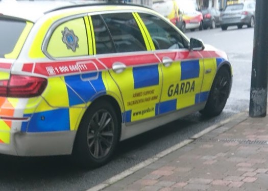 Garda car at checkpoint